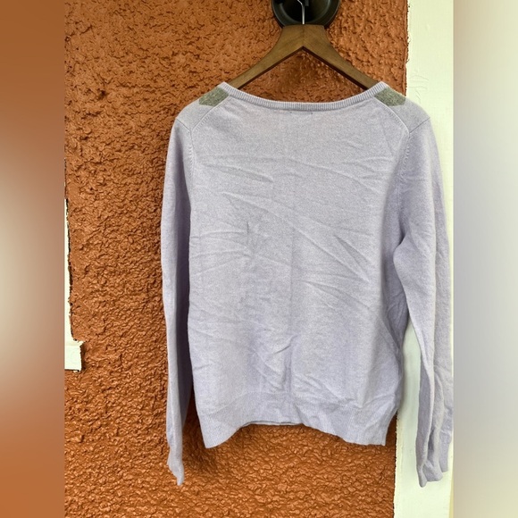 Talbots Purple Gray Lambswool Angora Rabbit Argyle Cardigan Sweater Large - Picture 5 of 6